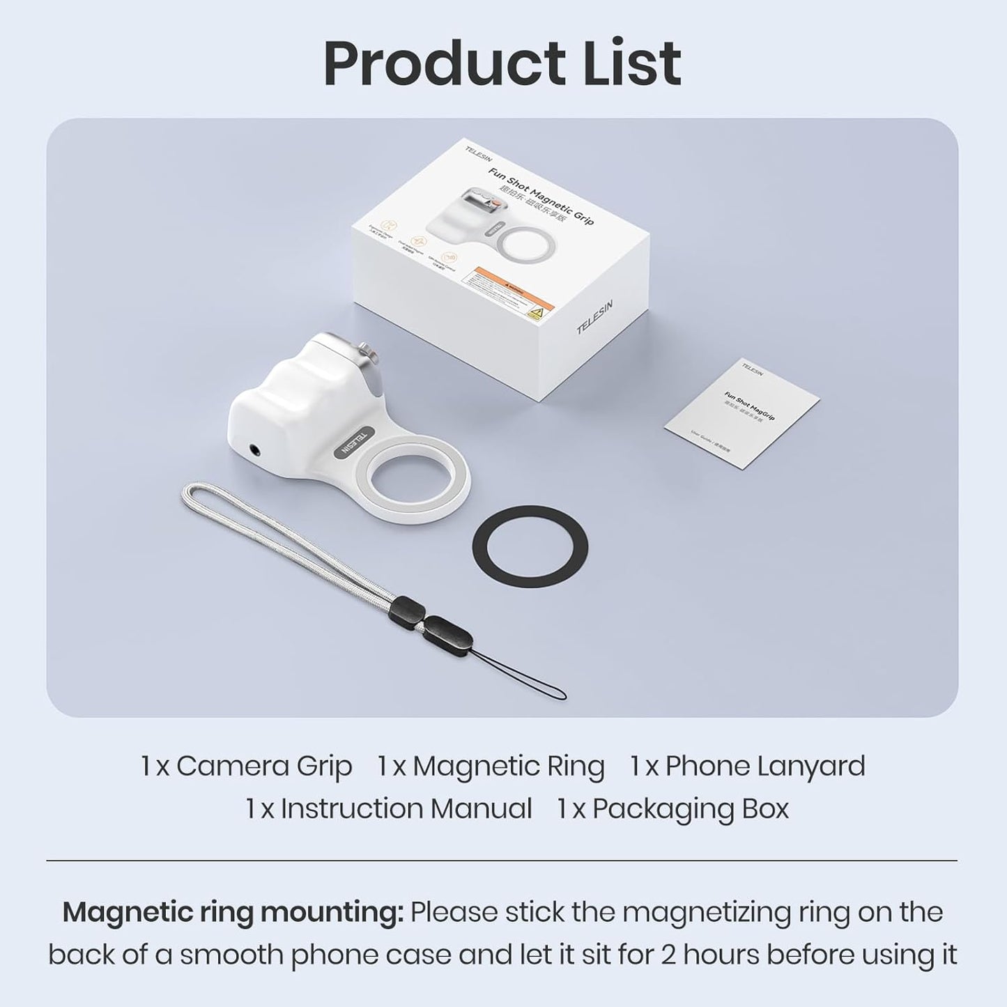 Magnetic Phone Camera Grip, Smartphone Shooting Holder Selfie Handle Snap with Wireless Shutter Button Remote for Iphone 16 15 14 13 12 Pro Max Android Cellphone Vlog Video Photography