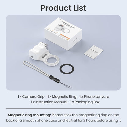 Magnetic Phone Camera Grip, Smartphone Shooting Holder Selfie Handle Snap with Wireless Shutter Button Remote for Iphone 16 15 14 13 12 Pro Max Android Cellphone Vlog Video Photography