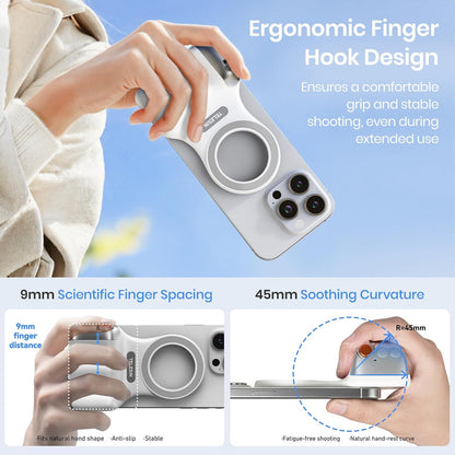 Magnetic Phone Camera Grip, Smartphone Shooting Holder Selfie Handle Snap with Wireless Shutter Button Remote for Iphone 16 15 14 13 12 Pro Max Android Cellphone Vlog Video Photography